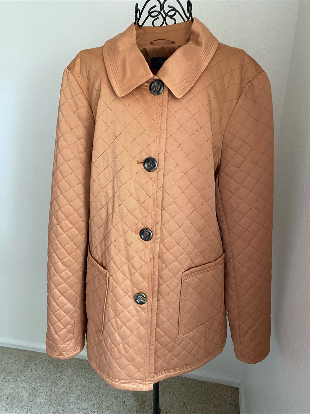 Pendleton Quilted Puffer Jacket in Peach Tan
